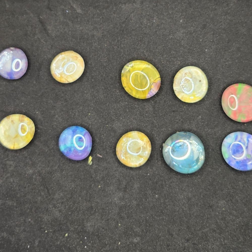 Hand Crafted Refrigerator Magnets Rainbow Extra Strong Glass Cabochon Art Set 10